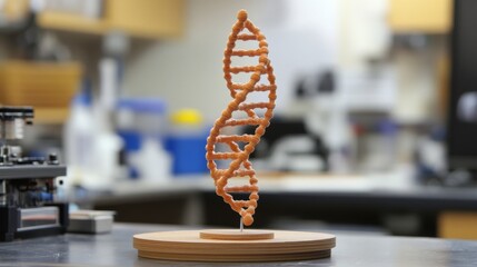 Poster - Exploring dna double helix model laboratory scientific illustration research environment close-up view genetic structure
