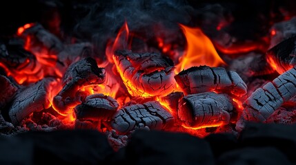 Poster - Intense flames dancing outdoor fire pit photography warm atmosphere closeup orange glow