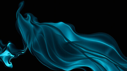 Poster - Abstract teal wave flows across a dark background, creating a surreal effect 