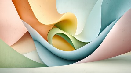 Leinwandbilder - A soothing abstract wallpaper with muted pastel colors, smooth waves, and subtle grain effects