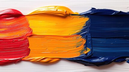 Poster - Vibrant color palette of red yellow and blue paint on canvas