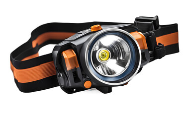 Aufkleber - A high-power headlamp with an adjustable strap, isolated on a empty plain background