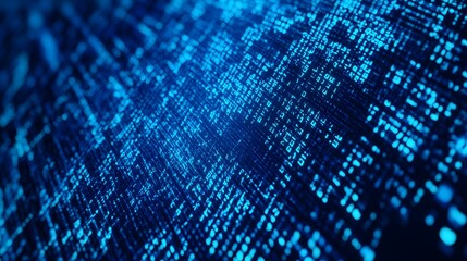Poster - Intricate Digital Technological Backdrop with Glowing Blue Geometric Shapes and Patterns  Abstract futuristic digital landscape with a matrix of luminous lines circuits