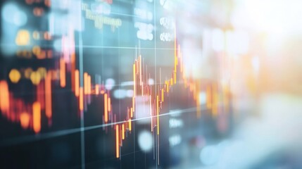 Poster - Stock market data on display, blurry background, financial information