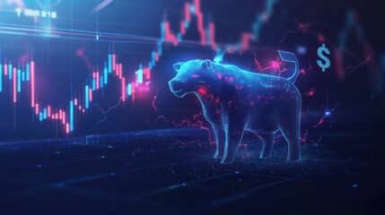 Poster - Digital bull market graph background