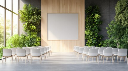 Poster - Spacious room filled with various chairs arranged neatly for gatherings, meetings, or social events to take place