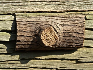 Aufkleber - Close-up texture of weathered wood with aged grain detail in sunlight