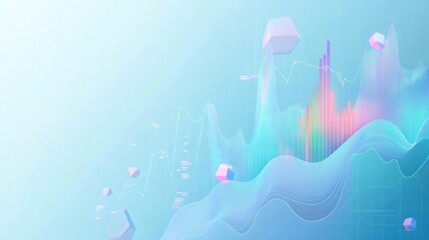 Poster - Abstract data visualization, soft pastel colors, digital art,  background use