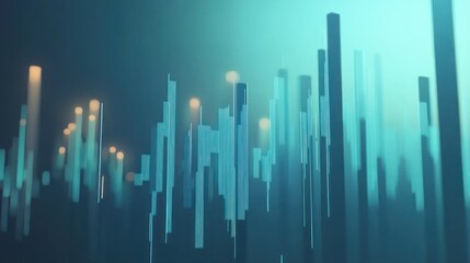 Poster - Abstract digital cityscapes, futuristic urban scene, nighttime view