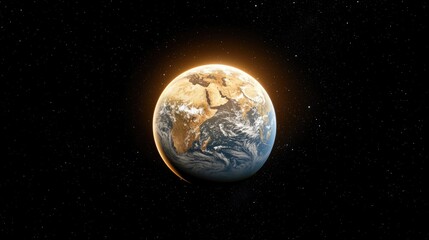 Poster - A stunning space image of Earth blue sphere with the Moon visible in the distance, bathed in starlight