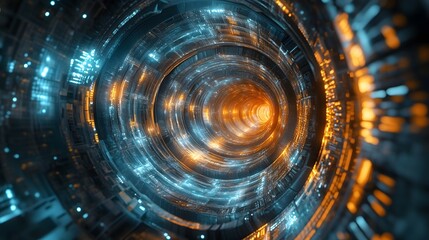 Poster - Mesmerizing Cosmic Vortex A Hypnotic Journey through the Realms of Imagination and Discovery  This abstract futuristic image depicts a swirling