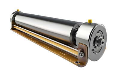 Poster - A metal roller used for flattening surfaces in construction, isolated on a empty plain background