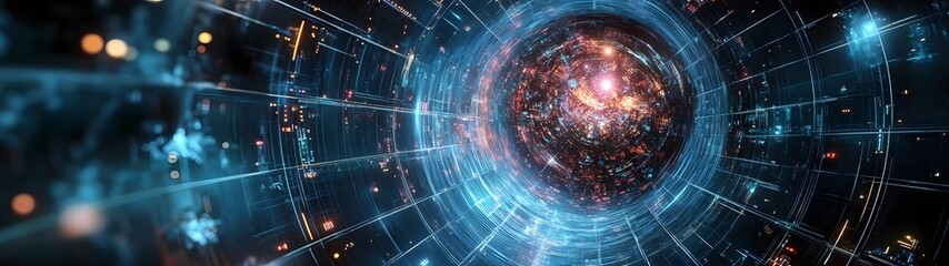Fototapete - Mesmerizing Interdimensional Wormhole Vortex   Captivating Futuristic Portal to Cosmic Realms