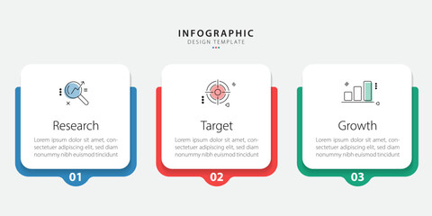 Aufkleber - Business infographic template. 3 Step timeline journey. Process diagram, 3 options on white background, social media post, Infograph elements vector illustration.	
