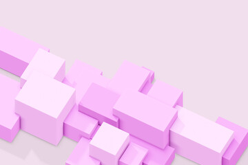 Wall Mural - soft pink abstract 3d blocks on light background