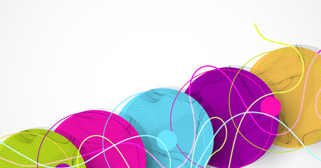 Leinwandbilder - Abstract colored background.  Wireframe circles. Modern science or technology art elements. Surface illustration. Vector.