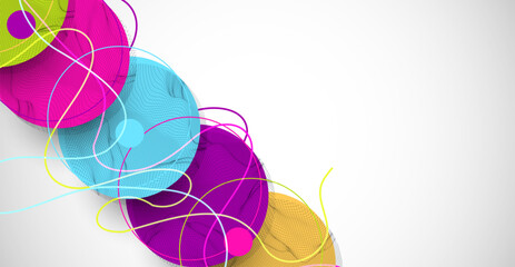 Leinwandbilder - Abstract colored background.  Wireframe circles. Modern science or technology art elements. Surface illustration. Vector.