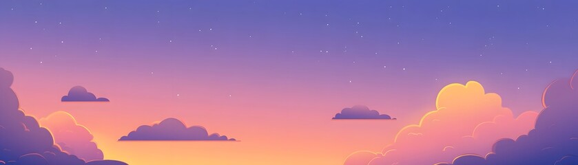 Fototapete - Serene Sunset Cloudscape With Starry Twilight Sky