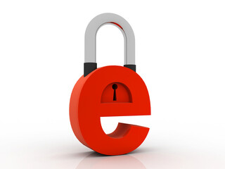 Poster - 3d rendering E-mail symbol with lock. Internet security concept
