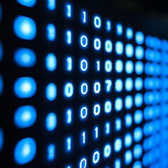 binary data blue illuminated computing background