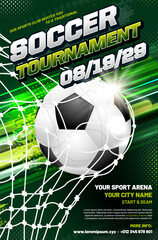 Wall Mural - soccer or football tournament poster template with ball and goal net