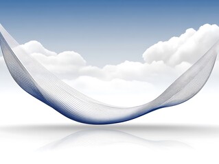 Poster - Wavy lines illustration against dreamy clouds and reflection design
