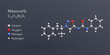 © Сергей Шиманович - mesocarb molecule 3d rendering, flat molecular structure with chemical formula and atoms color coding