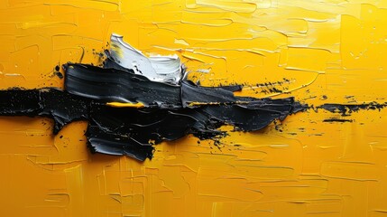 Poster - This artwork features a striking abstract design with vibrant yellow and bold black contrasts. The textured strokes create a dynamic flow capturing attention in any modern space.