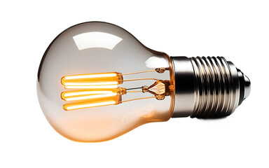 Poster - A modern LED light bulb emitting a warm glow, isolated on a empty plain background