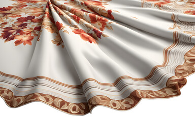 Poster - A neatly folded tablecloth with a floral pattern, isolated on a empty plain background