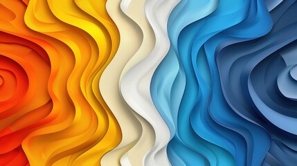 Poster - Bright colors in waves blend together forming an abstract design that captivates the viewer. Each section displays a different hue showcasing creativity and texture in a vibrant way.