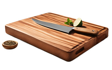 Aufkleber - a rectangular wooden cutting board with knife marks, isolated on a empty plain background