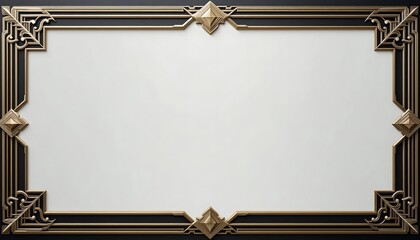 Poster - Elegant Gold and Black Art Deco Frame with White Space