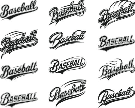 Baseball Logos and Typography, Baseball Lettering typography vector Silhouette Illustration