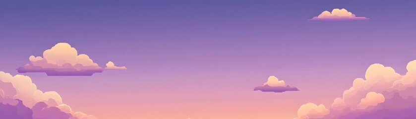 Fototapete - A beautifully illustrated sky filled with pastel colored clouds