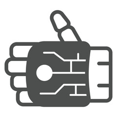 Poster - Robot hand solid icon, technology news concept. Vector graphics. Mechanical arm sign on white background, glyph style icon for mobile or web design.