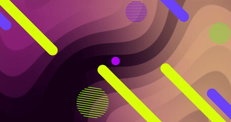 Poster - image of shapes over neon pattern background