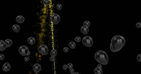 Poster - image of black balloons and light trail on black background