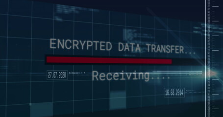 Poster - image of data processing and diagram over blue background
