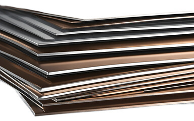 Poster - A set of metal panels stacked neatly, isolated on a empty plain background