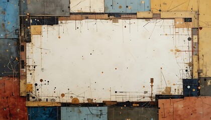 Poster - Abstract Grunge Art with Geometric Shapes and Neutral Tones Background