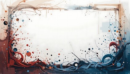 Poster - Abstract Art Frame with Splatters and Geometric Shapes for Creative Design