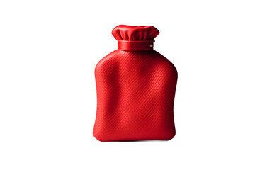 Poster - A soft rubber hot water bottle with a red cover, isolated on a empty plain background