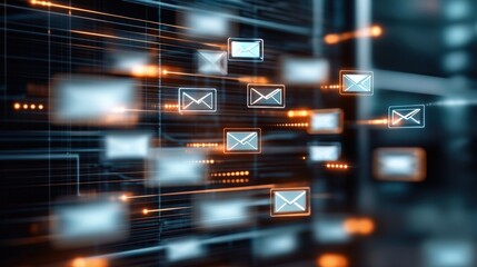 Poster - A wall decorated with numerous email icons illustrating the concept of digital communication in a creative way