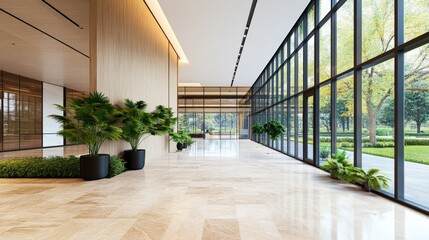 Poster - Spacious room featuring a lush green plant centrally located creating a serene and inviting atmosphere for relaxation