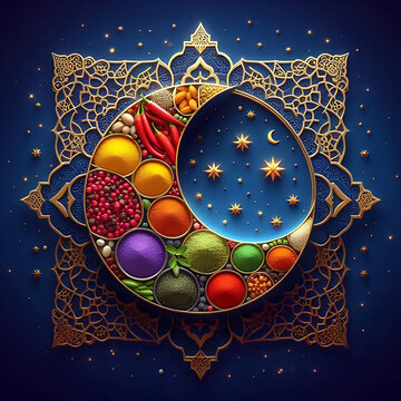 Eid Mubarak 3D Poster with Colorful Spice Crescent Moon
Vibrant Eid Mubarak 3D Design – Spices in Crescent Shape
Festive Eid Mubarak Poster with 3D Crescent Moon of Spices
Colorful Spice Crescent Moon
