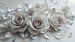 © Sam-th - Elegant Silver Glitter Roses Arrangement with Soft Petals on a Light Background