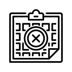 Poster - Clipboard with X Mark line icon. Universal creative premium symbol. Vector sign icon logo template. Vector illustration