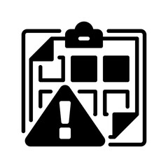 Poster - Clipboard with Warning line icon. Universal creative premium symbol. Vector sign icon logo template. Vector illustration