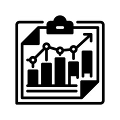 Poster - Clipboard with Graph line icon. Universal creative premium symbol. Vector sign icon logo template. Vector illustration